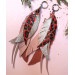 long leather feather earrings genuine leather jewelry leopard red 