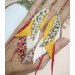 long leather feather earrings genuine leather jewelry leopard red yellow