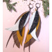  long leather feather earrings genuine leather jewelry brown yellow