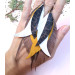  long leather feather earrings genuine leather jewelry brown yellow