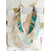 long leather feather earrings genuine leather jewelry mint beige