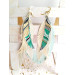 long leather feather earrings genuine leather jewelry mint beige
