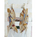 long leather feather earrings genuine leather jewelry  beige