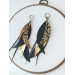 long leather feather earrings genuine leather jewelry black gold print