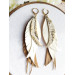 long leather feather earrings genuine leather jewelry sand brown