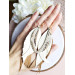long leather feather earrings genuine leather jewelry sand brown