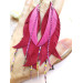 long leather feather earrings genuine leather jewelry fuchsia