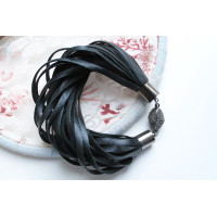 Black multi strands leather bracelet for woman.   