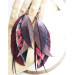 long leather feather burgundi  earrings genuine leather jewelry
