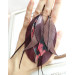 long leather feather burgundi  earrings genuine leather jewelry