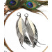 long leather feather earrings genuine leather jewelry metallic gray